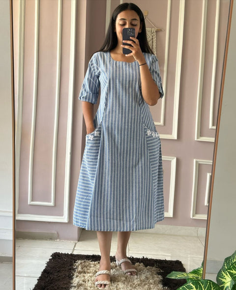 Princess Cut Cotton Handblock Dress